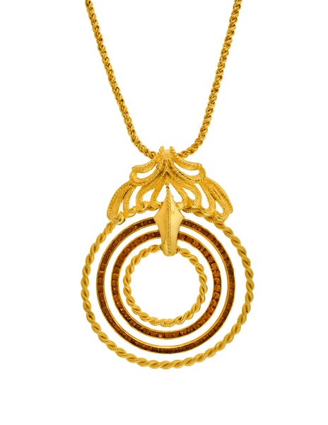 Lucien Piccard Vintage Gold Rhinestone Hoops Necklace