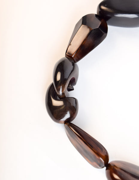 Monies Vintage Black Kamagong Wood Brown Horn Pendant Necklace