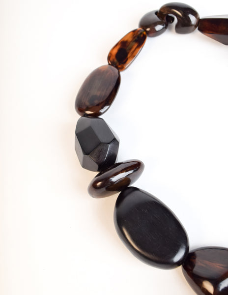 Monies Vintage Black Kamagong Wood Brown Horn Pendant Necklace
