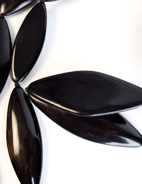 Monies Vintage Black Brown Polished Ebony Extra Long Sautoir Necklace