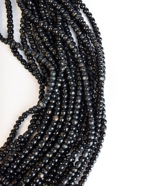 Gerda Lynggaard Monies Vintage Beaded Black Horn Multistrand Extra Long Necklace