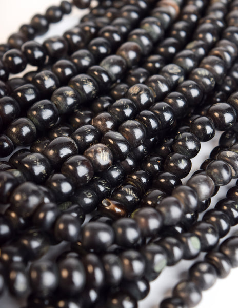 Gerda Lynggaard Monies Vintage Beaded Black Horn Multistrand Extra Long Necklace