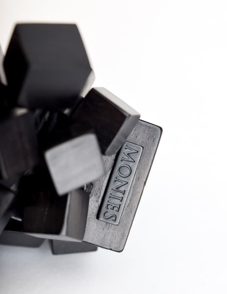 Monies Vintage Black Ebony Wood Cubes Chunky Statement Choker Necklace