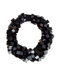 Monies Vintage Black Ebony Wood Cubes Chunky Statement Choker Necklace