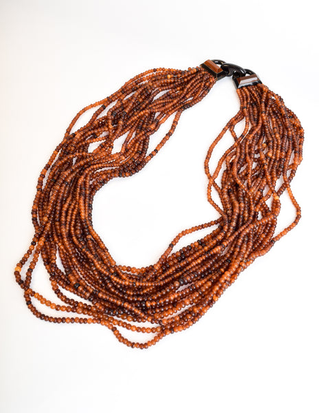 Gerda Lynggaard Monies Vintage Beaded Horn Multistrand Extra Long Necklace