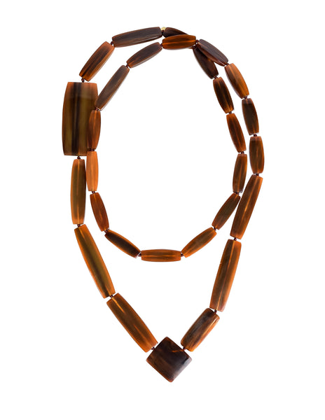 Gerda Lynggaard Monies Vintage Extra Long Brown Horn Necklace