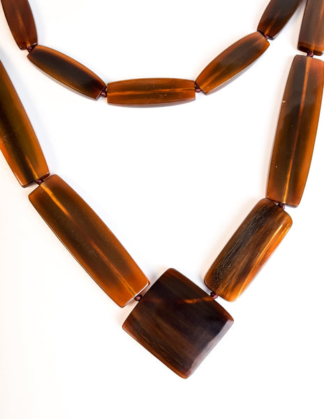 Gerda Lynggaard Monies Vintage Extra Long Brown Horn Necklace