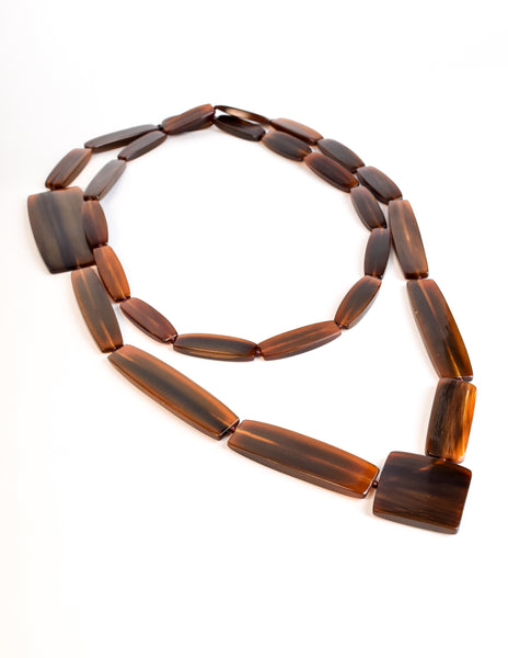 Gerda Lynggaard Monies Vintage Extra Long Brown Horn Necklace