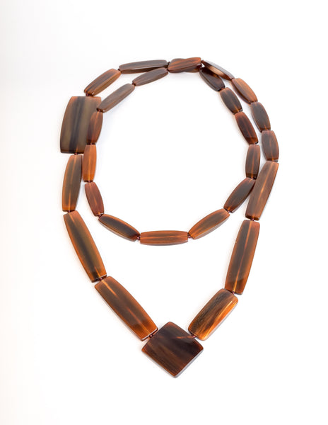 Gerda Lynggaard Monies Vintage Extra Long Brown Horn Necklace