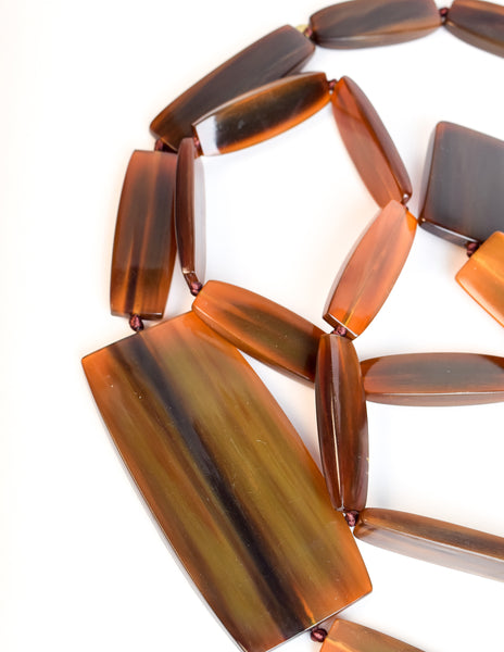 Gerda Lynggaard Monies Vintage Extra Long Brown Horn Necklace