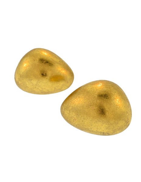 Monies Vintage Gold Leaf Foil Kamagong Wood Large Statement Earrings