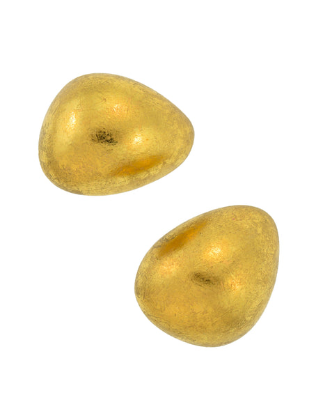 Monies Vintage Gold Leaf Foil Kamagong Wood Large Statement Earrings