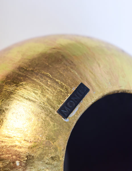 Monies Vintage 'Moscow' Gold Foil Leaf Hollowed Coconut Massive Statement Bracelet