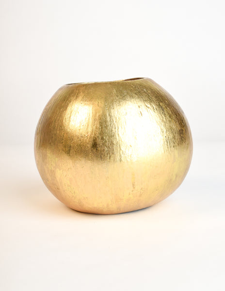 Monies Vintage 'Moscow' Gold Leaf Foil Hollowed Coconut Massive Statement Bracelet