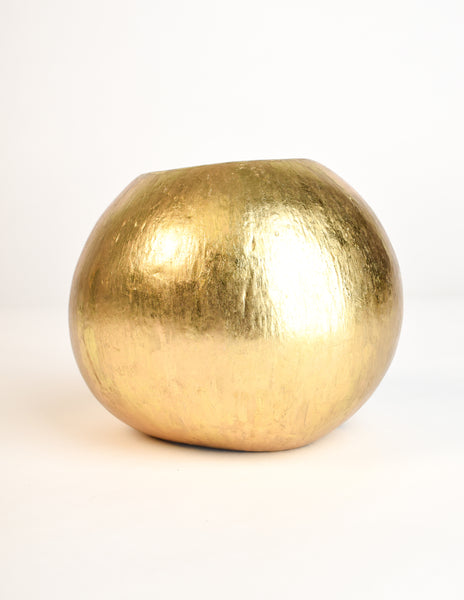 Monies Vintage 'Moscow' Gold Leaf Foil Hollowed Coconut Massive Statement Bracelet
