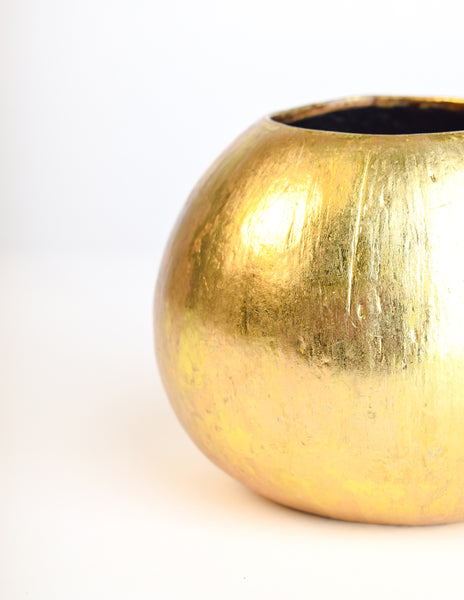 Monies Vintage 'Moscow' Gold Leaf Foil Hollowed Coconut Massive Statement Bracelet