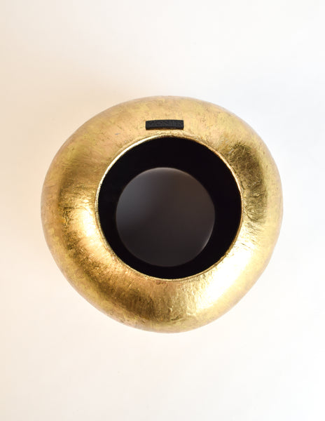 Monies Vintage 'Moscow' Gold Leaf Foil Hollowed Coconut Massive Statement Bracelet