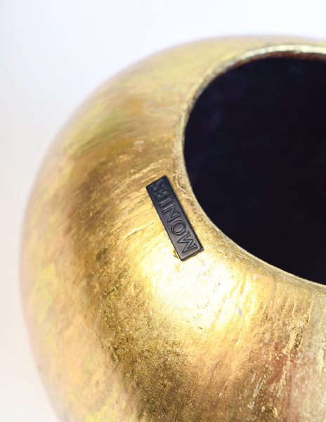 Monies Vintage 'Moscow' Gold Leaf Foil Hollowed Coconut Massive Statement Bracelet
