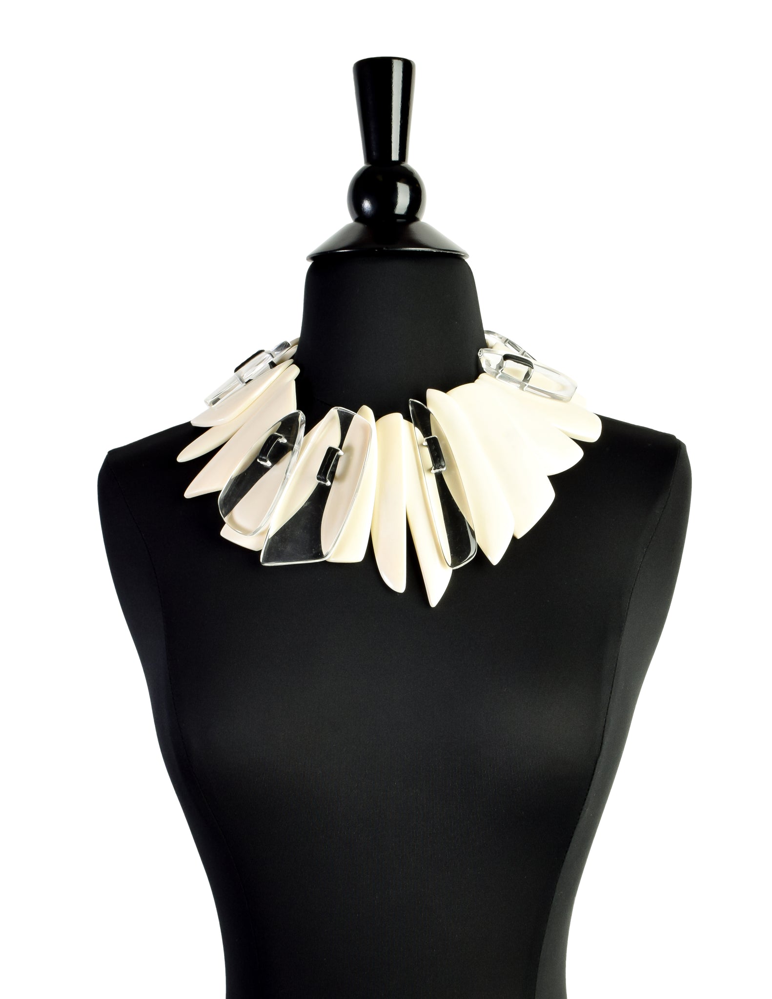 Monies Vintage Off White Bone and Lucite Statement Collar Necklace