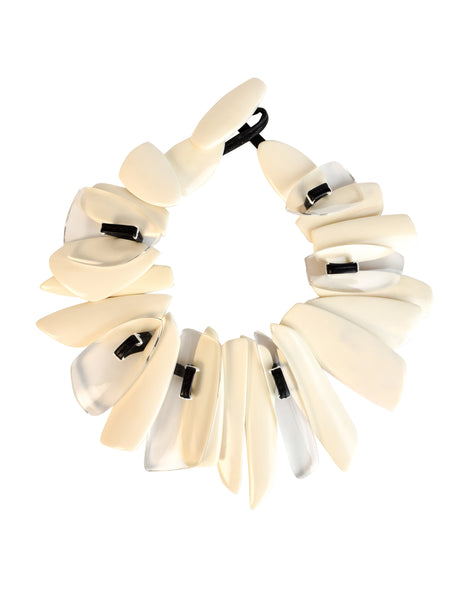 Monies Vintage Off White Bone and Lucite Statement Collar Necklace