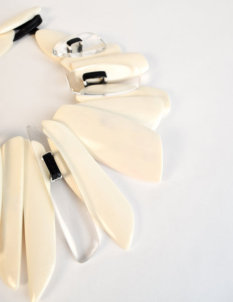 Monies Vintage Off White Bone and Lucite Statement Collar Necklace