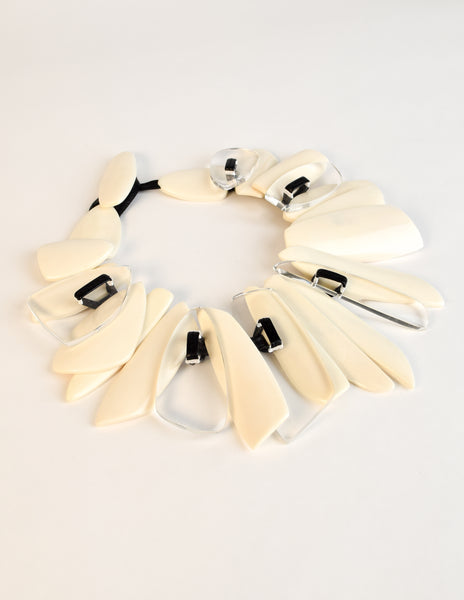 Monies Vintage Off White Bone and Lucite Statement Collar Necklace