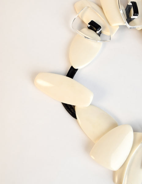 Monies Vintage Off White Bone and Lucite Statement Collar Necklace