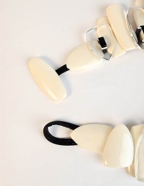 Monies Vintage Off White Bone and Lucite Statement Collar Necklace