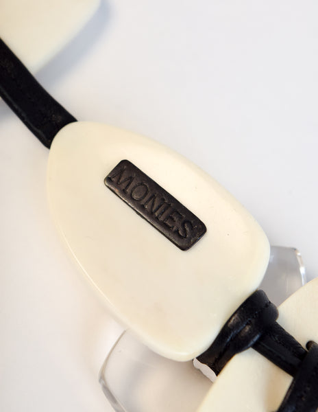 Monies Vintage Off White Bone and Lucite Statement Collar Necklace
