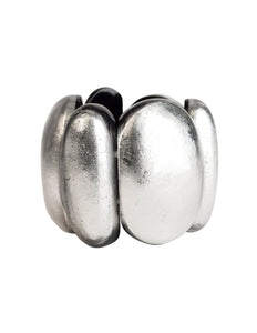 Monies Vintage Encased Silver Leaf Foil Ebony Wood Lucite Bracelet