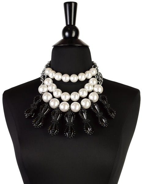 ABAKUS by Marsha Chun-Matsubara 'Pawn' Oversized Statement Pearl Chain Multistrand Necklace
