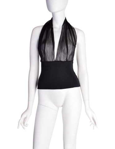 Maison Martin Margiela Vintage Spring 1994 does 1989 ICONIC Black Sheer Ribbed Cotton Halter Top