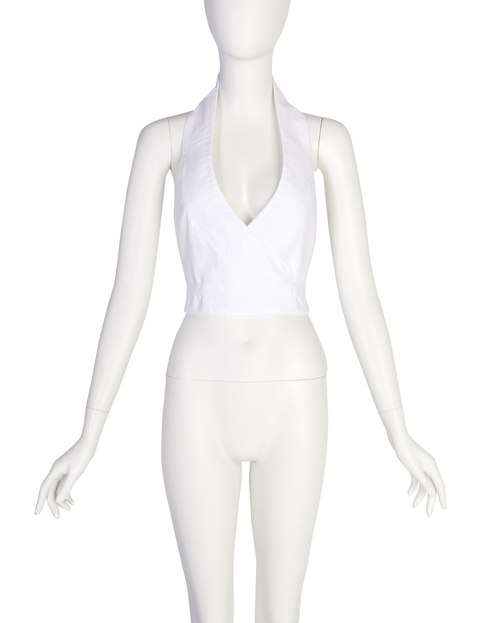Martine Sitbon Vintage 1990s White Cotton Halter Wrap Top