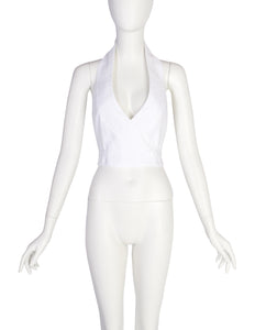 Martine Sitbon Vintage 1990s White Cotton Halter Wrap Top