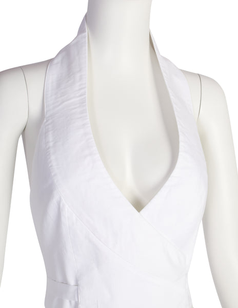 Martine Sitbon Vintage 1990s White Cotton Halter Wrap Top