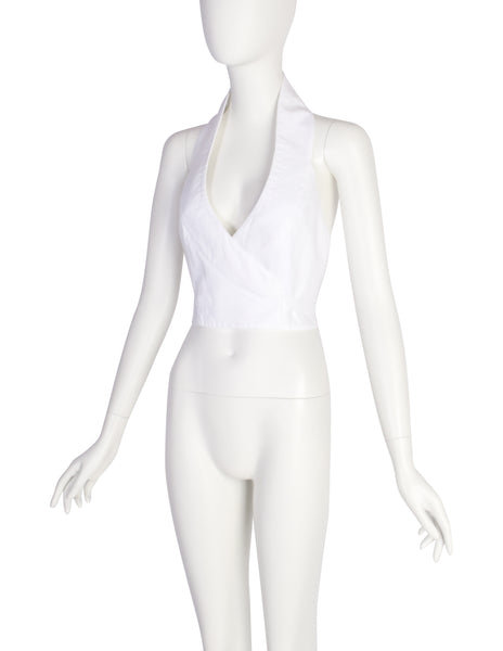 Martine Sitbon Vintage 1990s White Cotton Halter Wrap Top