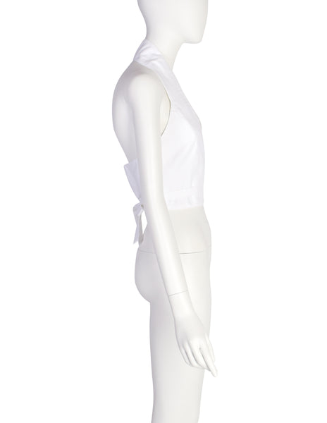 Martine Sitbon Vintage 1990s White Cotton Halter Wrap Top