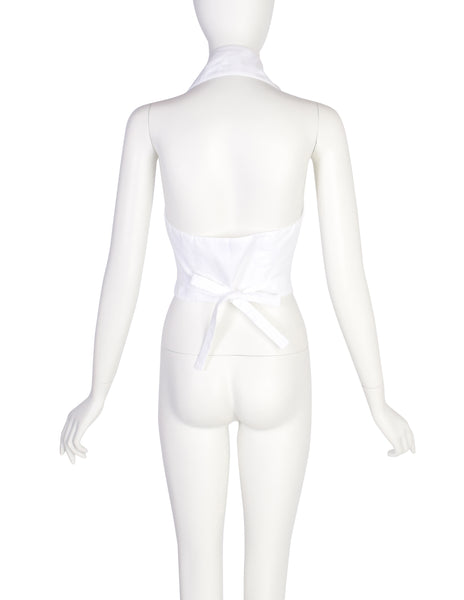 Martine Sitbon Vintage 1990s White Cotton Halter Wrap Top