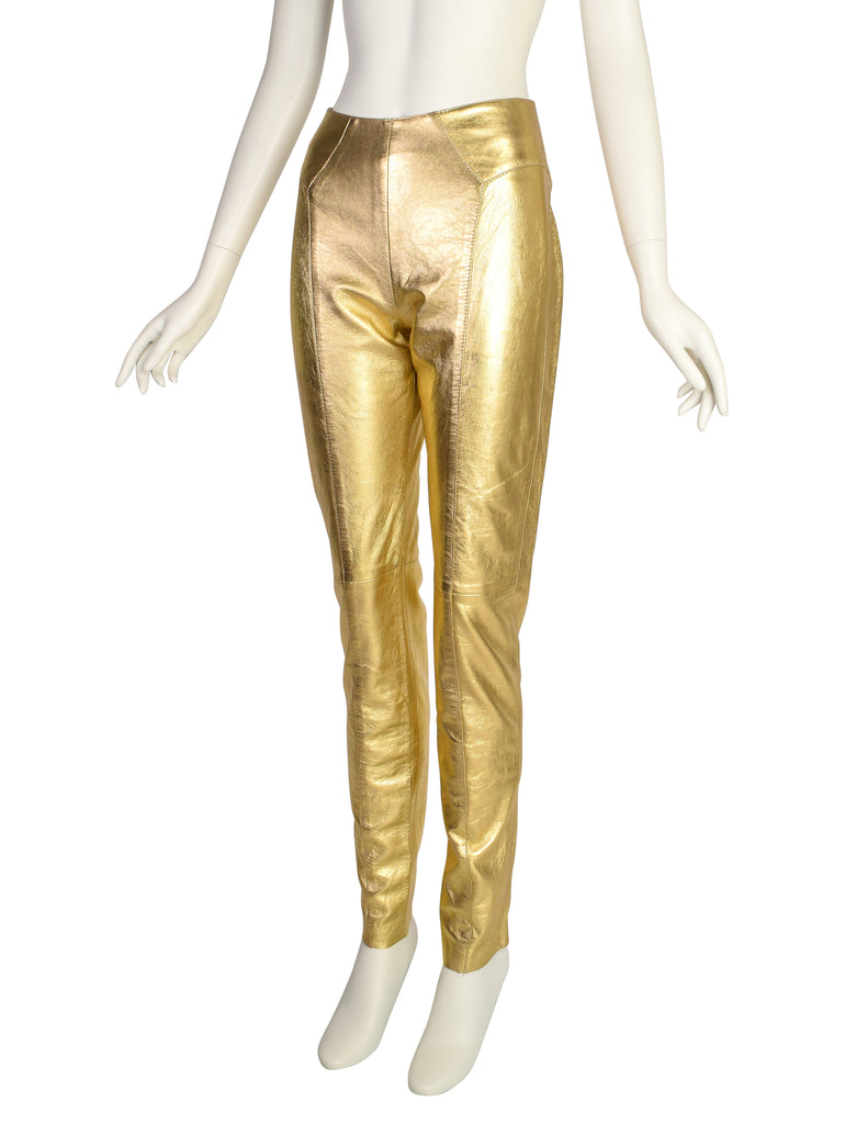 Michael Hoban North Beach Leather Vintage High Waist Metallic Gold