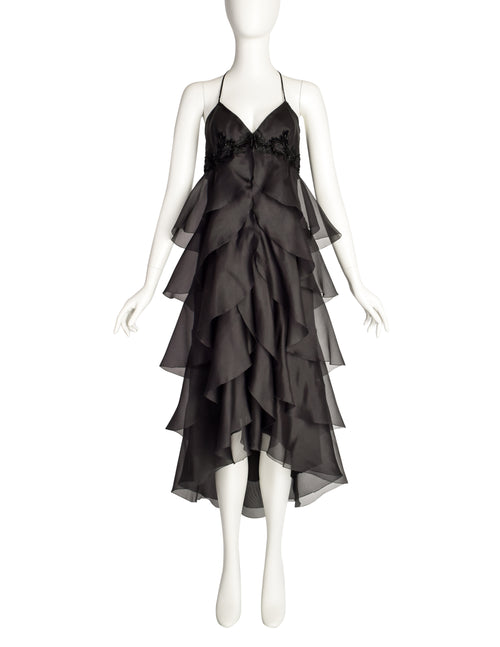 Kaitlyn Midi Dress In Black Organza – St Frock