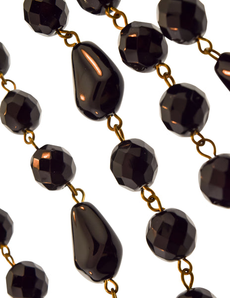 Miriam Haskell Vintage Massive Black Venetian Glass Bead Cascading Fringe Waterfall Bib Necklace