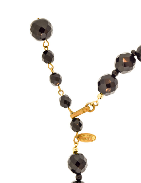 Miriam Haskell Vintage Massive Black Venetian Glass Bead Cascading Fringe Waterfall Bib Necklace