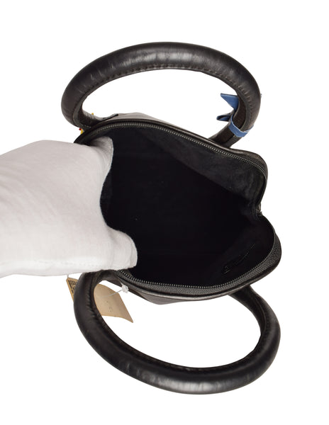Miss Maud by Maud Frizon Vintage AW 1987 for Patrick Kelly Black Leather Colorful Bow Small Handbag