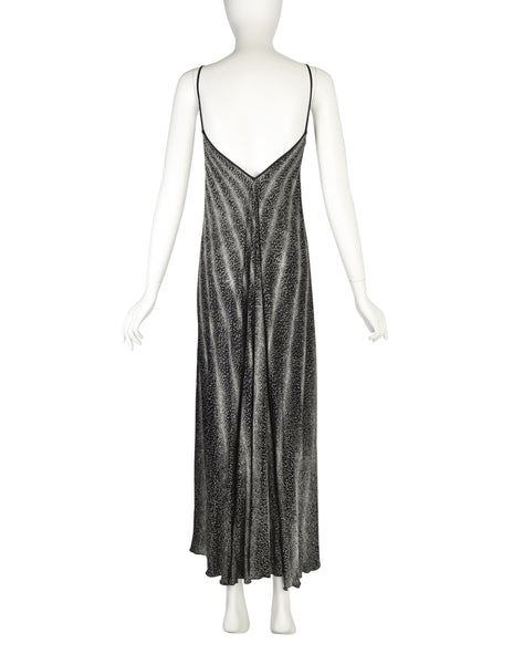 Missoni Vintage 1976 'Satellite' Black White Pointillism Dot Print Silk Jersey Dress and Hooded Cape Ensemble Set