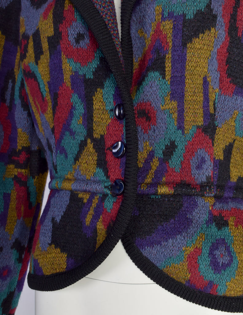 Missoni Vintage AW 1988 Colorful Abstract Floral Intarsia