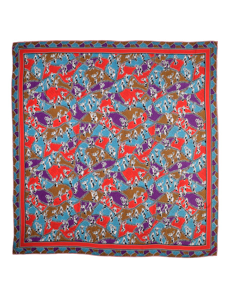 Missoni Vintage Red Multicolor Dancer Print Oversized Silk Pareo Sarong Wrap Scarf