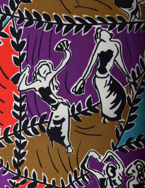 Missoni Vintage Red Multicolor Dancer Print Oversized Silk Pareo Sarong Wrap Scarf