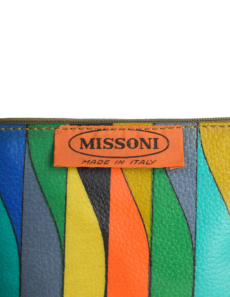 Missoni Vintage Multicolor Print Vinyl Zipper Pouch