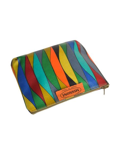 Missoni Vintage Multicolor Print Vinyl Zipper Pouch