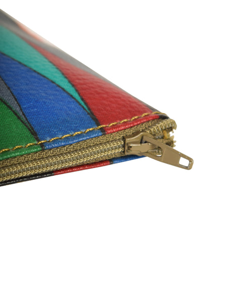Missoni Vintage Multicolor Print Vinyl Zipper Pouch